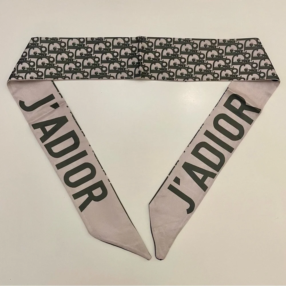 *D*I*O*R* Monogram Print Twilly Bandeau Wrap Scarf